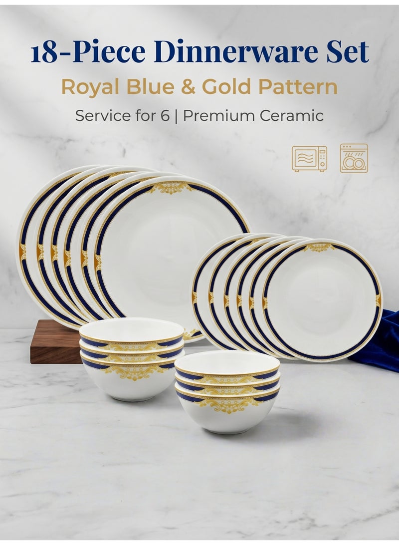 nihao 18 Piece High Quality Porcelain Dinner Set- Includes 6*10 inch Plates, 6*8 inch Plates, 6*4.5 Inch Vegetable Bowls, Ceramic Dinnerware Sets, Microwaveable and Freezer-Friendly/ Eco-Friendly and Food-Grade - Image 1