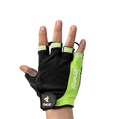 Raida Multi-Purpose Cycling & Gym Gloves | Palm Protection | Vegan-Friendly | Thumb Sweat Wiper | Lightweight & Breathable | Ideal for Workouts, Fitness & Outdoor Rides (Hi-Viz, M) - Image 1