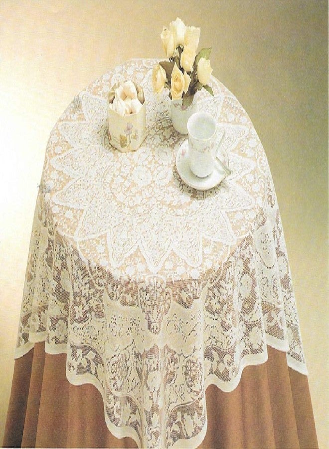 AdonisUSA Aristocrata Square Floral Lace Tablecloth, Table Topper. Size - 40 inch Square - Image 1