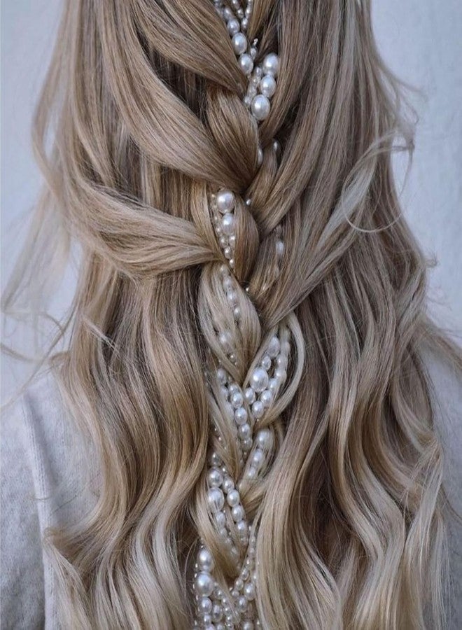 DHANABAPA Imitation Pearl Hair Clip, Long Hair Extension Braiding Chains, DIY Fashion Hair Accessories for Women and Girls, Hand Made Pearls Hair Chain For Girls - 2 pcs. - Image 5