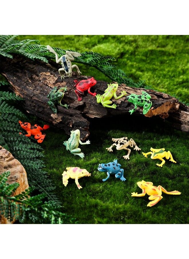 Chengu - Plastic Frogs Toy Tiny Rubber Material Frogs Mini Funny Squishy Frog Animal Realistic Frog Figure Toys Fun Rainforest Character Toys Table Home Decor For Party Favors (Vivid Style 72 Pcs) - Image 1