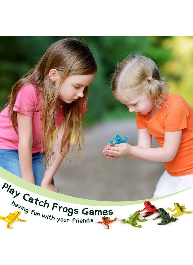 Chengu - Plastic Frogs Toy Tiny Rubber Material Frogs Mini Funny Squishy Frog Animal Realistic Frog Figure Toys Fun Rainforest Character Toys Table Home Decor For Party Favors (Vivid Style 72 Pcs) - Image 1
