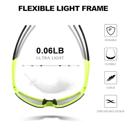 Karsaer Sports Baseball Sunglasses Men Women Visor Cycling Glasses MTB Running Driving Fishing Baseball B5105, Green - Image 4