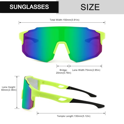 Karsaer Sports Baseball Sunglasses Men Women Visor Cycling Glasses MTB Running Driving Fishing Baseball B5105, Green - Image 5
