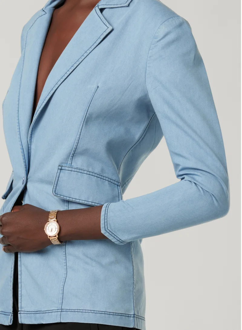 IZEL Denim Blue Fitted blazer