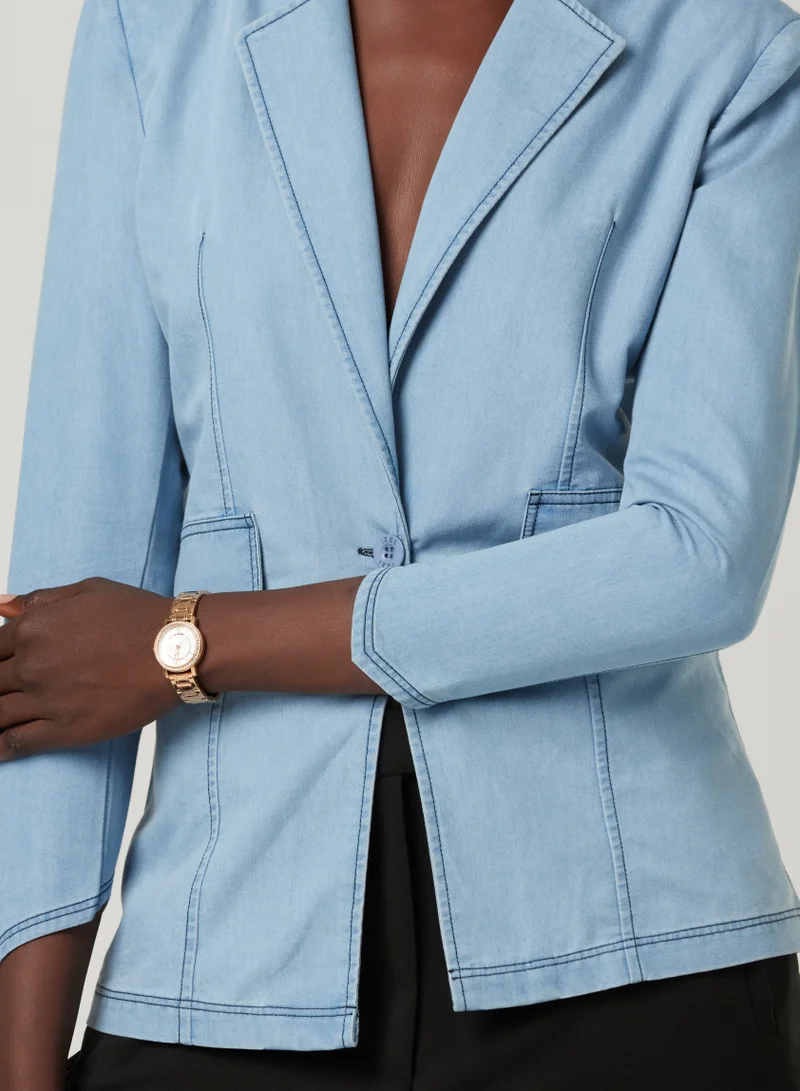 IZEL Denim Blue Fitted blazer