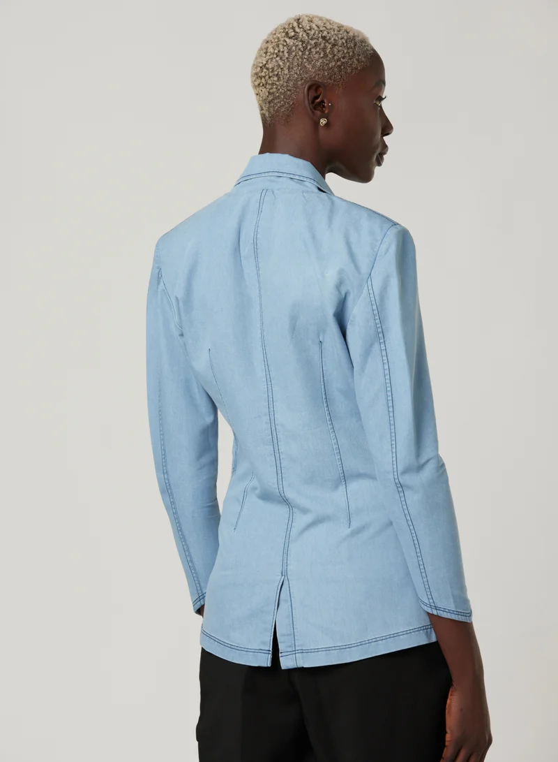 IZEL Denim Blue Fitted blazer