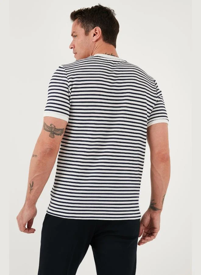 Buratti  Buratti Cotton Striped Regular Fit Crew Neck T Shirt Men's T SHIRT 5903005 for Men | Best Price UAE