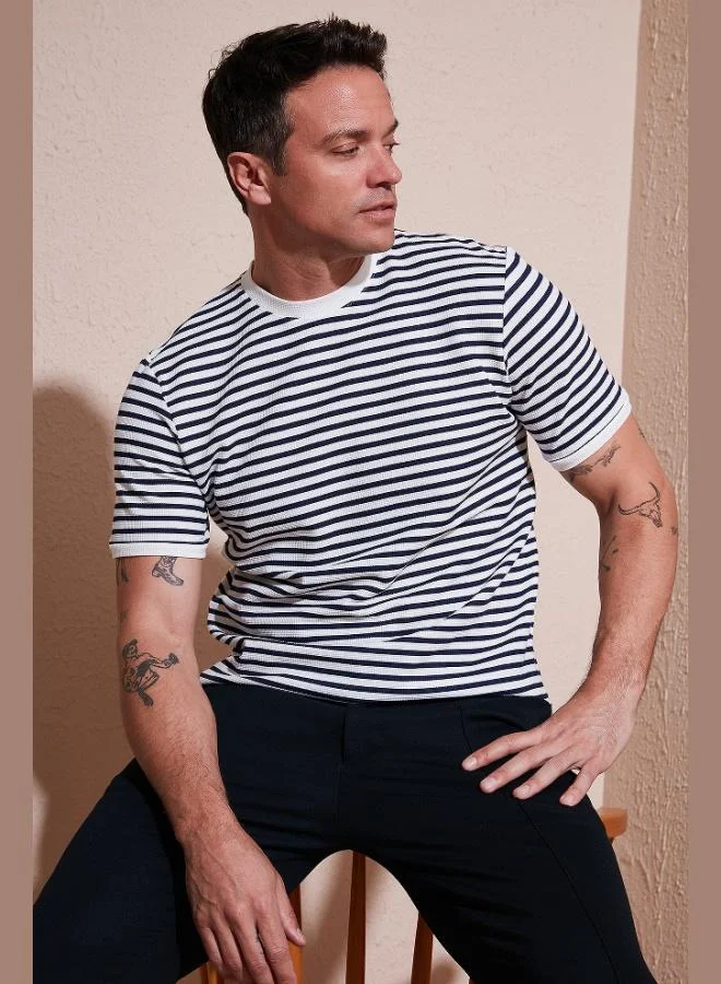 Buratti  Buratti Cotton Striped Regular Fit Crew Neck T Shirt Men's T SHIRT 5903005 for Men | Best Price UAE