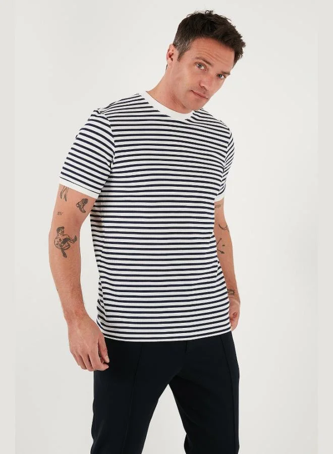 Buratti Cotton Striped Regular Fit Crew Neck T Shirt Men's T SHIRT 5903005