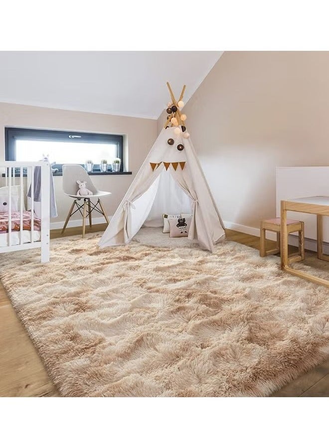 HOMESTAR Super Soft Rugs Fluffy Carpets Tie-Dye Rugs for Living Room Bedroom Girls Kids Room Nursery Home Decor Non-Slip Machine Washable Carpet 160*200CM - Image 2