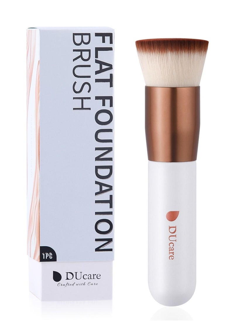 DUcare Foundation Brush Flat Top Kabuki Brush Professional Makeup Brush Liquid Blending Mineral Powder Buffing Stippling Makeup Tools White  - Image 1
