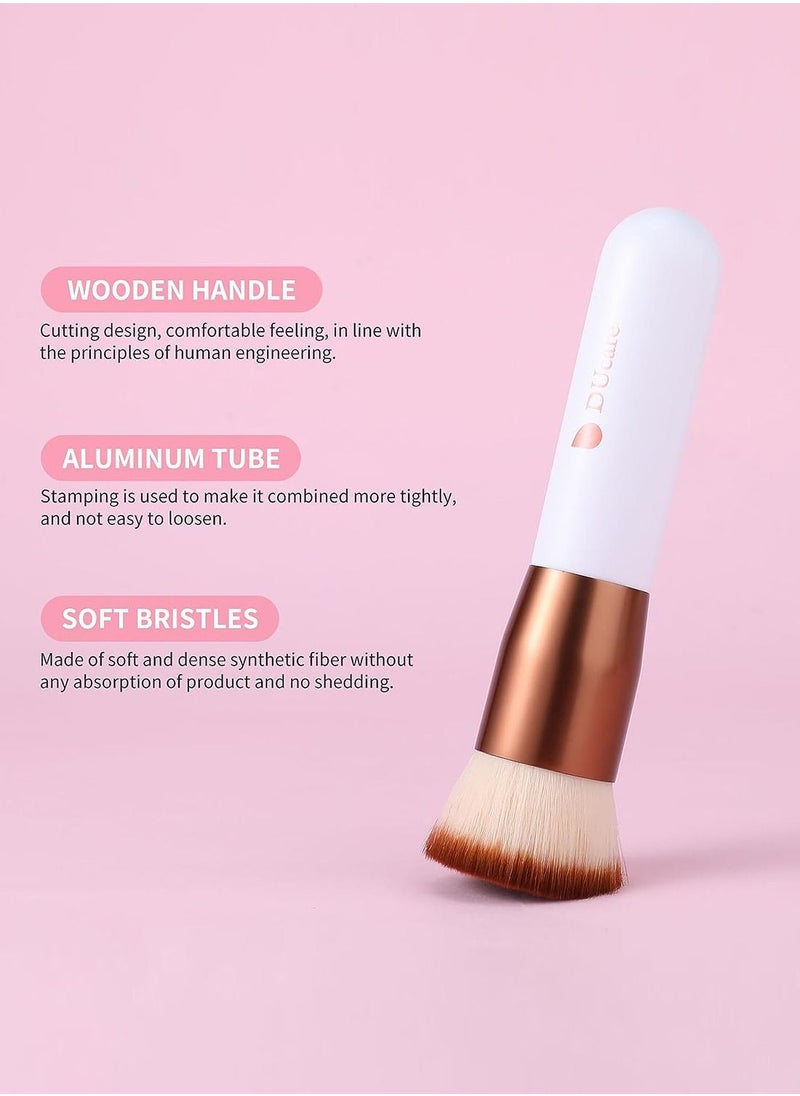 DUcare Foundation Brush Flat Top Kabuki Brush Professional Makeup Brush Liquid Blending Mineral Powder Buffing Stippling Makeup Tools White  - Image 5
