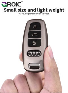 GROIC For Audi Key Fob Cover with with Keychain, Metallic Gray Car Key Shell Case for Audi RS3 A3 A6L A6 A7 A8 Q4 Q7 Q8 S6 SQ7 RS6 S7 RS7, Audi Accessories Protector Case Keychain Key Holder Key Cover (D)  - Image 4