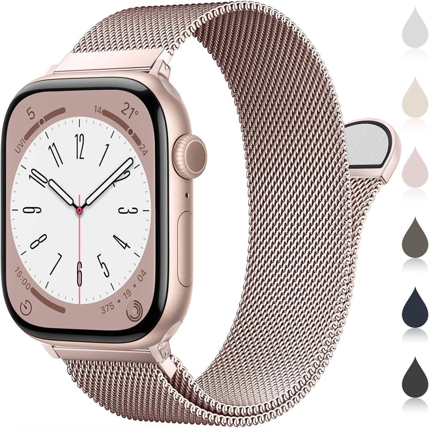 Compatible with Apple Watch Band 42mm 41mm 40mm 38mm for Women and Men, Magnetic Metal Stainless Steel Strap Wristband Compatible for iWatch Series 10 9 8 7 6 5 4 3 2 1 SE Rose Gold