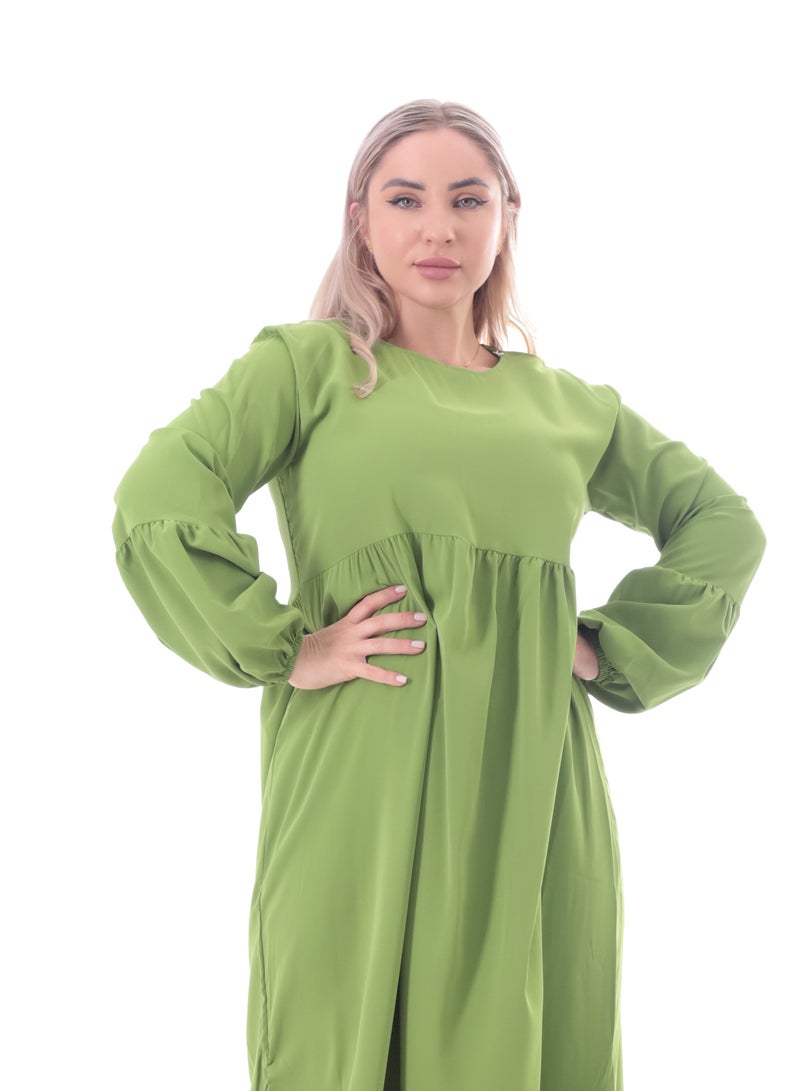 BEBO Women's long plain dress with long sleeves - Image 1