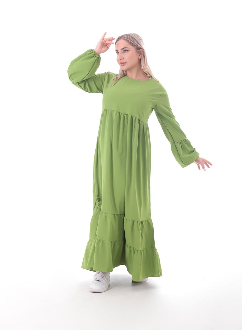 BEBO Women's long plain dress with long sleeves - Image 2