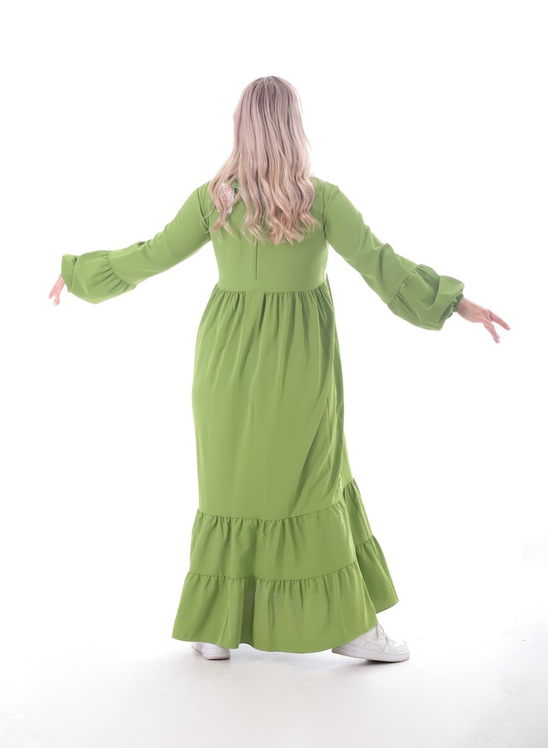 BEBO Women's long plain dress with long sleeves - Image 3