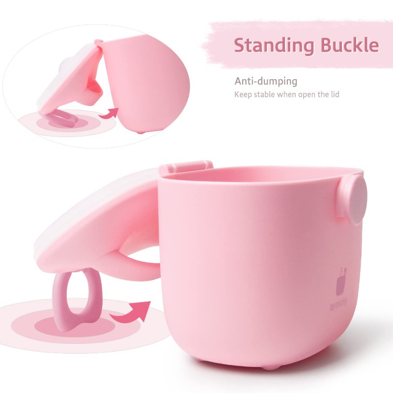 Termichy Baby Formula Dispenser, Portable Milk Powder Dispenser Container with Carry Handle and Scoop for Travel Outdoor Activities with Baby Infant, 8.8OZ, 0.55LB, 250g (Light Pink) - Image 3