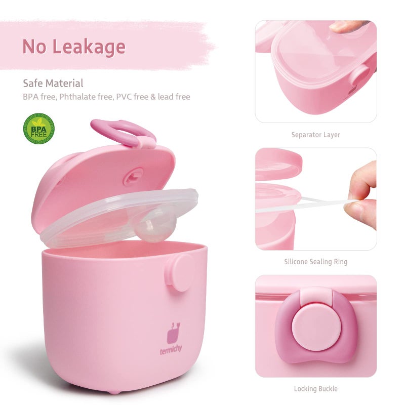 Termichy Baby Formula Dispenser, Portable Milk Powder Dispenser Container with Carry Handle and Scoop for Travel Outdoor Activities with Baby Infant, 8.8OZ, 0.55LB, 250g (Light Pink) - Image 4