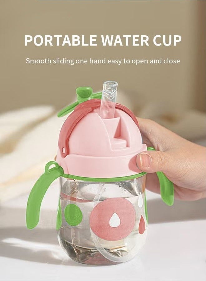 Gonice Baby Straw Bottle Toddler Water Bottle Sippy Cup for Baby 6-12 Months Baby Straw Cup Sipper Bottle for Kids with Handles 300ml (Pink) - Image 4