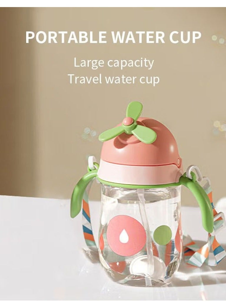 Gonice Baby Straw Bottle Toddler Water Bottle Sippy Cup for Baby 6-12 Months Baby Straw Cup Sipper Bottle for Kids with Handles 300ml (Pink) - Image 3