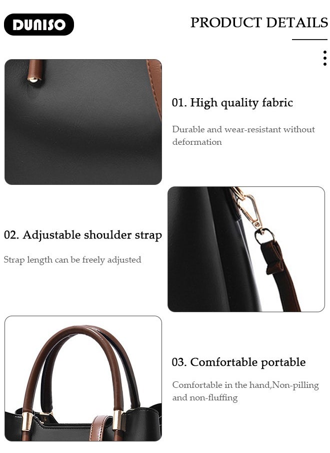 DUNISO - Women's Fashion Handbag Faux Leather Crossbody Bag For Women Large Capacity Bow Trim Tote Bags Top Handle Satchel Fashionable Travel Shoulder Bag For Ladies - Image 1