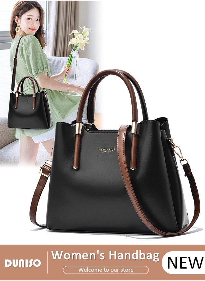 DUNISO - Women's Fashion Handbag Faux Leather Crossbody Bag For Women Large Capacity Bow Trim Tote Bags Top Handle Satchel Fashionable Travel Shoulder Bag For Ladies - Image 1