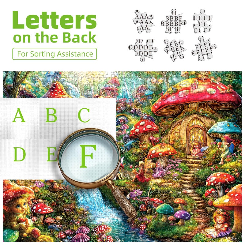Blueforest Fantasy Mushroom Puzzles for Adults 1000 Pieces Colorful Fairy Cottage Puzzle for Adults Impossible Hard Difficult Unique Jigsaw Puzzles 1000 Pieces Challenging Family Puzzle Perfect for Game Nights - Image 3