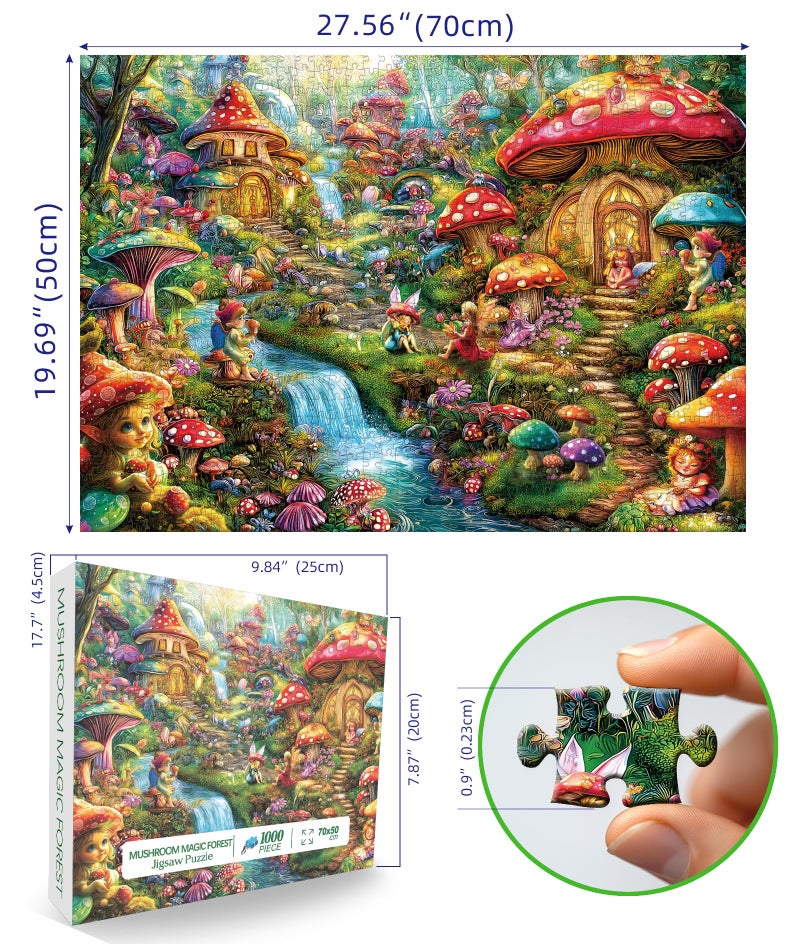 Blueforest Fantasy Mushroom Puzzles for Adults 1000 Pieces Colorful Fairy Cottage Puzzle for Adults Impossible Hard Difficult Unique Jigsaw Puzzles 1000 Pieces Challenging Family Puzzle Perfect for Game Nights - Image 2