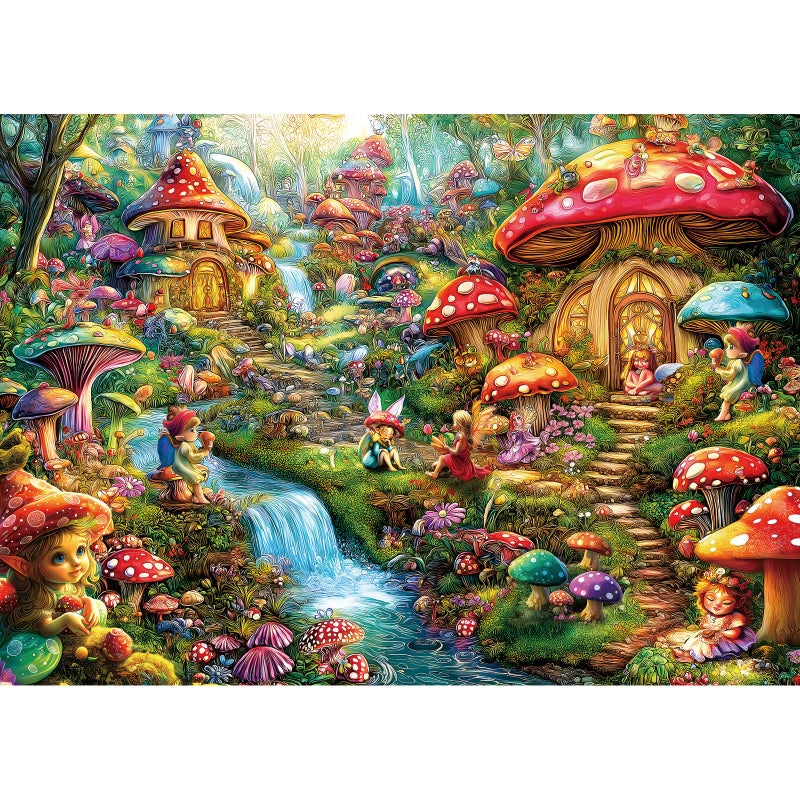 Blueforest Fantasy Mushroom Puzzles for Adults 1000 Pieces Colorful Fairy Cottage Puzzle for Adults Impossible Hard Difficult Unique Jigsaw Puzzles 1000 Pieces Challenging Family Puzzle Perfect for Game Nights - Image 1