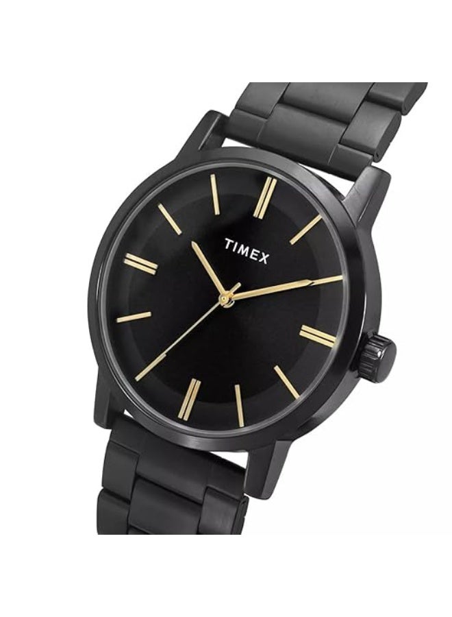 TIMEX Analog Watch for Man with Black Round Dial & Black Stainless Steel Bracelet Band Water Resistant Men's Wrist Watches - TWHG35SMU09 - Image 3