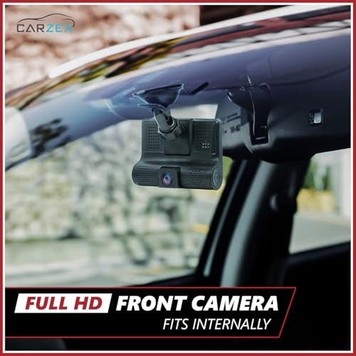 CARZEX® 3-Channel 4" IPS Dash Camera Screen for Cars – Full HD 1080P DVR with Front, Rear & Inside Recording, G-Sensor, Loop Recording, Car Security System, Micro SD Card Supported - Image 3