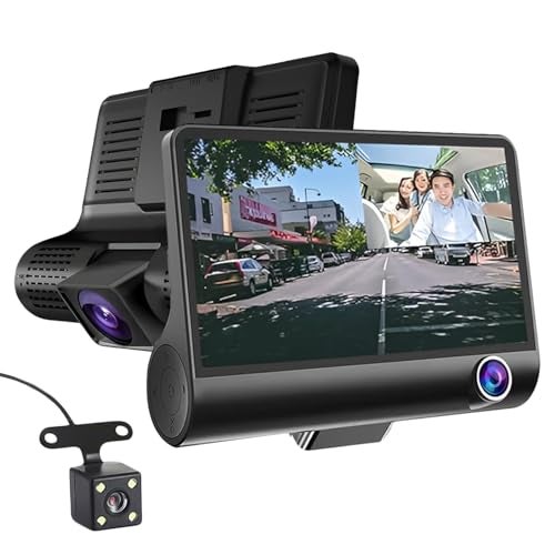 CARZEX® 3-Channel 4" IPS Dash Camera Screen for Cars – Full HD 1080P DVR with Front, Rear & Inside Recording, G-Sensor, Loop Recording, Car Security System, Micro SD Card Supported - Image 1