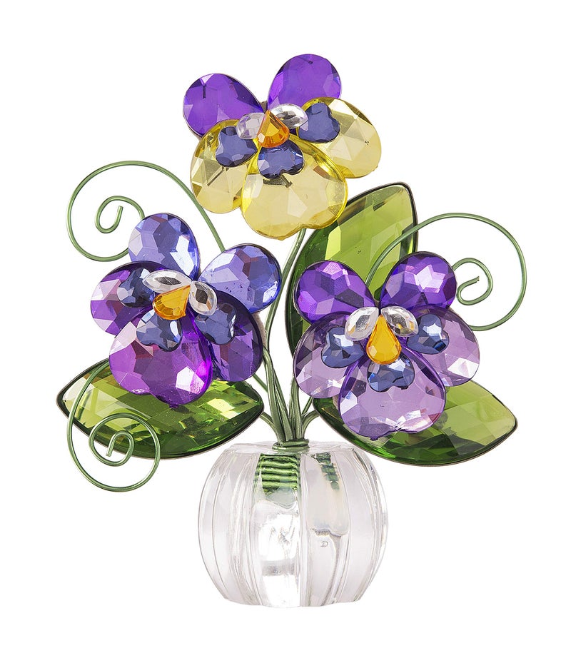 Ganz 4 Inches Pansy Posy Pot Acrylic Multicolored
