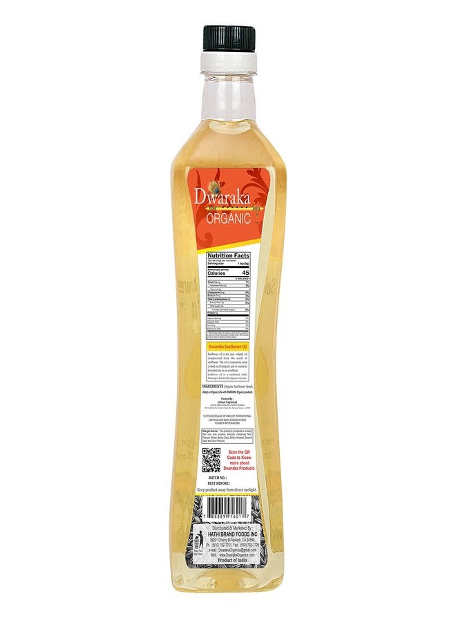 Dwaraka Organic - Cold Pressed Sunflower Oil, 1L, 33 Fl Oz, Healthy, Organic, Non GMO, All Natural - Image 2