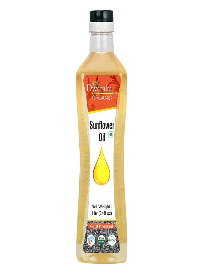 Dwaraka Organic - Cold Pressed Sunflower Oil, 1L, 33 Fl Oz, Healthy, Organic, Non GMO, All Natural - Image 1
