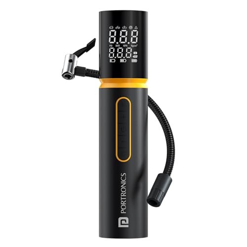 Portronics Vayu 5.0 Rechargeable Tyre Inflator with Fast Inflation, Preset Modes, Digital Display, Flashlight Torch, Auto Shut-Off, Air Pump Compressor for Car & Bike (Black) - Image 1