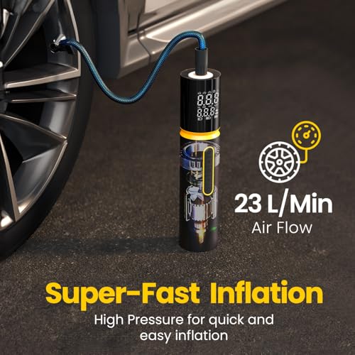Portronics Vayu 5.0 Rechargeable Tyre Inflator with Fast Inflation, Preset Modes, Digital Display, Flashlight Torch, Auto Shut-Off, Air Pump Compressor for Car & Bike (Black) - Image 3