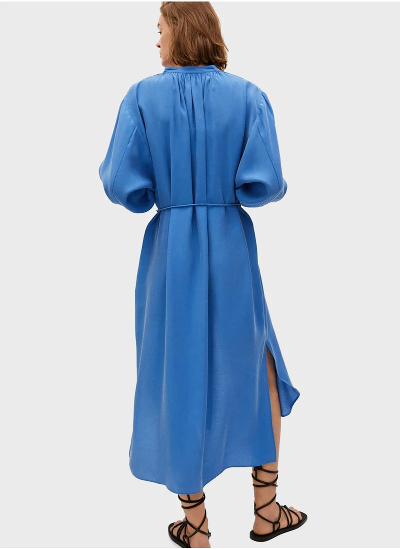 MANGO Tie Waist Shirt Dress