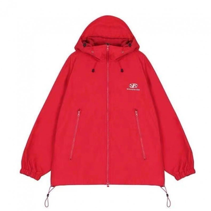 Functional Style Hooded Jacket Coat Men'S And Women'S Solid Color Couple Loose Casual Style Zipper - Image 1