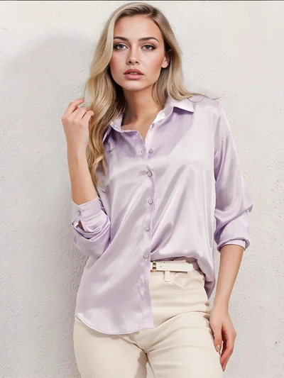 BIG DART BDART Satin Long Sleeve Button Up Shirt