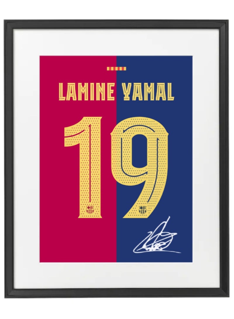 Boomah Accessories Lamine Yamal Barcelona Autographed Jersey - Framed Poster 50x40cm - Football Memorabilia, Soccer Collectible, Gift for Fans 