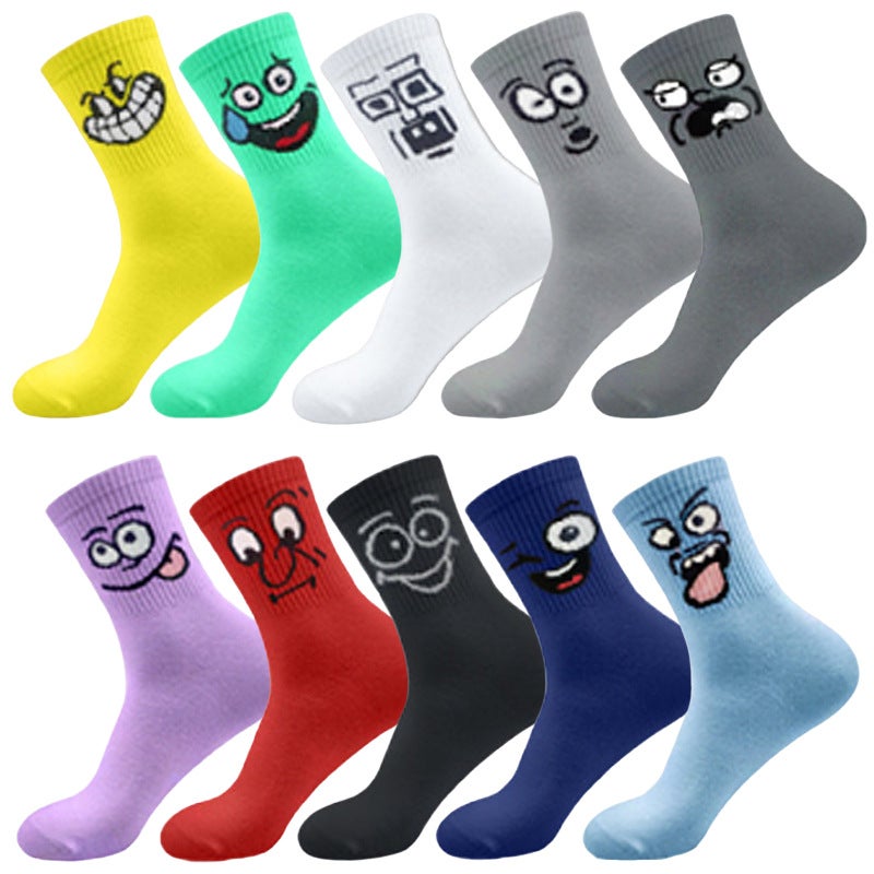 Socks Ladies Socks Funny Expression Candy Color Student Socks Summer Breathable Socks - Image 2