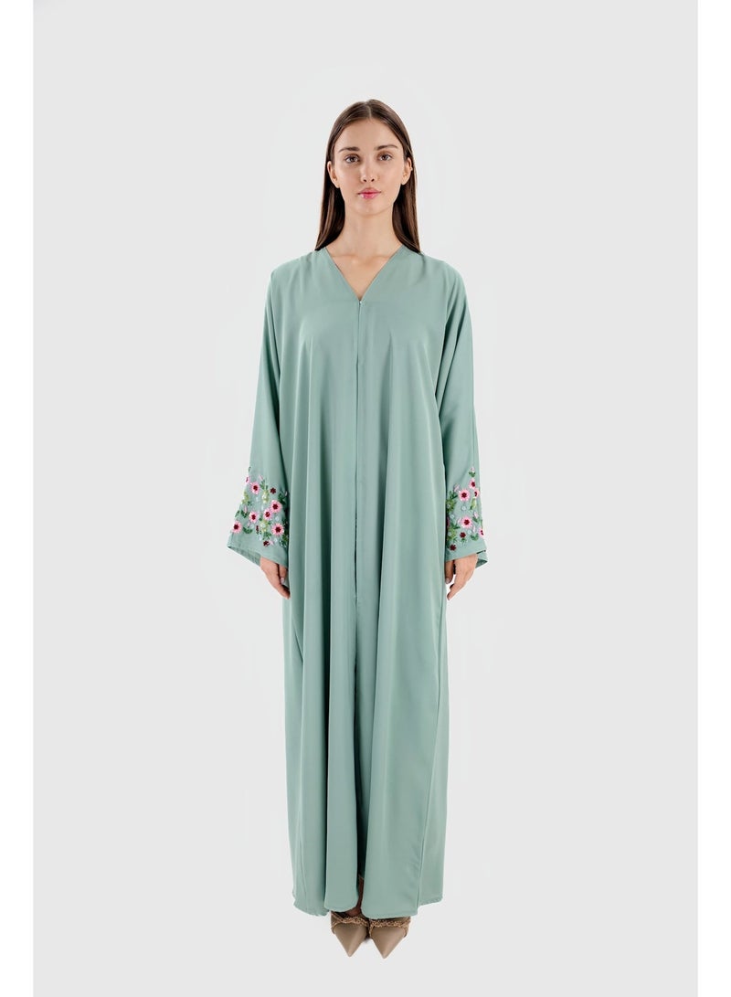 Ophelia MIRACLE Women’s Luxury Abaya – Elegant Sage Green Open Abaya with Premium Fabric, Modest Wear for Daily & Occasion Use - Image 5