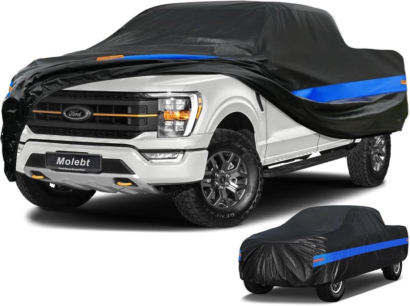 Molebt Pickup Truck Cover Waterproof All Weather, Full Exterior Truck Car Covers Snow Sun Protection, Fit Ford F-150 250 350,Chevy Silverado,GMC Sierra,Dodge RAM 1500 ect (up to 240 inch) - Image 1
