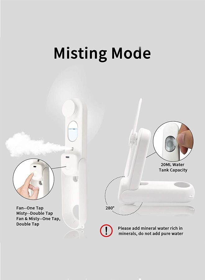 general Rechargeable Mini Portable Handheld Fan，Misting Handheld Personal Fan, Rechargeable Mini Spray Water Mist, Portable for Kids Women, Travel, Outdoors, Hiking, Camping, Home Office (White) - Image 3