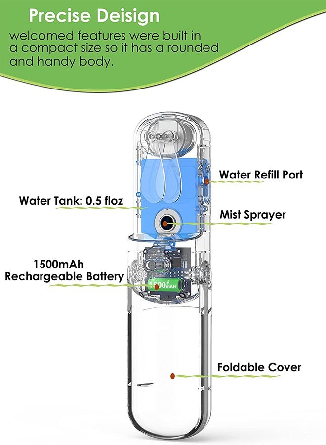 general Rechargeable Mini Portable Handheld Fan，Misting Handheld Personal Fan, Rechargeable Mini Spray Water Mist, Portable for Kids Women, Travel, Outdoors, Hiking, Camping, Home Office (White) - Image 2