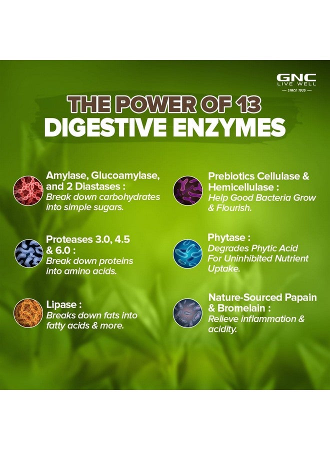 GNC Super Digestive Enzymes | 100 Veg Capsules | Prebiotics & 11 Potent Enzymes | Reduces Bloating & Gas | Prevents Acidity & Indigestion | Maintains Regular Bowel Motions | Supports Healthy Gut - Image 4