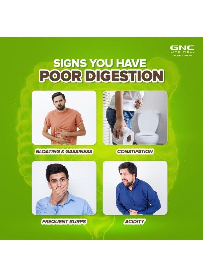 GNC Super Digestive Enzymes | 100 Veg Capsules | Prebiotics & 11 Potent Enzymes | Reduces Bloating & Gas | Prevents Acidity & Indigestion | Maintains Regular Bowel Motions | Supports Healthy Gut - Image 2